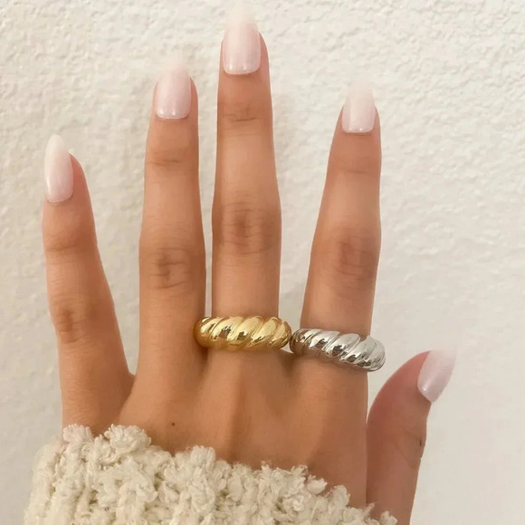 925 Sterling Silver Croissant Ring Statement Ring Chunky Thick Ring - Picture 2 of 13